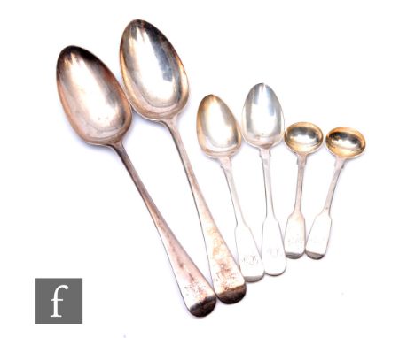 A small parcel lot of assorted silver flatware to include a pair of old English table spoons, total weight 6oz, various style