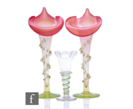 A pair of late 19th Century Stourbridge Jack in the Pulpit cases, each in a Sunrise opal with graduated ruby to green with up