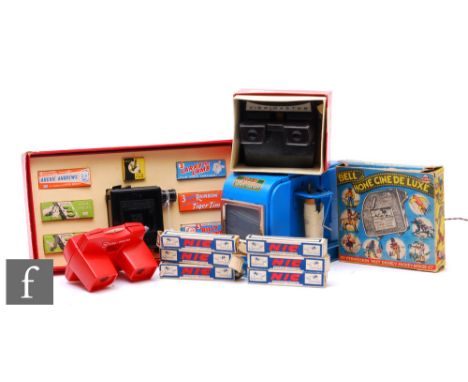 A collection of children's projector and film strip related items, to include J &amp; L Randall film projector film library p