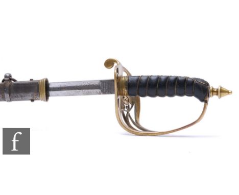 An 1845 pattern British infantry officer's sword, the fullered blade with crowned VR, stamped 'B. Adams opposite the theatre,