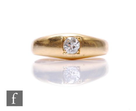 An 18ct hallmarked diamond solitaire ring, gypsy set old cut stone, weight approximately 0.25ct, weight 3.9g, ring size K, Lo