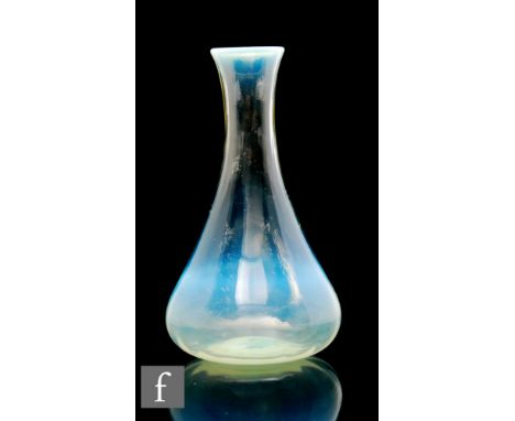 An early 20th Century James Powell &amp; Sons vase, the tapered conical form with everted rim, the slightly fluted body with 