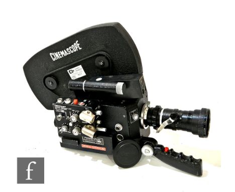 A Frezzolini Frezzi-Flex 16mm cine camera with Frezzi side-mounted amplifier and Angenieux f2.2 72mm&nbsp;lens. 