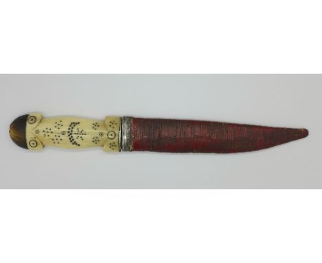 A bone and horn handled dagger with scabbard 27.5cm