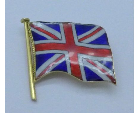 An 18ct gold and enamel Union Jack brooch, 5g