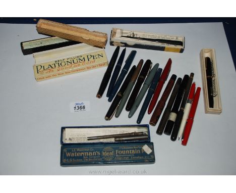 Miscellaneous Pens and pen boxes including Swan self-filler, Osmiroid, Platinum, etc.