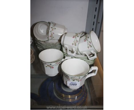 A Johnson Brothers 'Eternal Beau' part Teaset comprising six cups,  saucers and six side plates of octagonal form in white wi