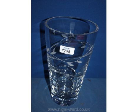 A Royal Worcester crystal cut glass Vase, 10" tall