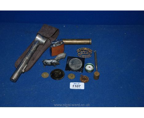 Miscellaneous items including lead animals, Crown, lighter and a Luminex Magnifier