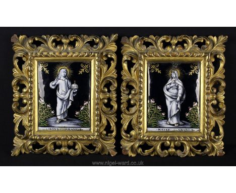 Jacques Laudin II, a pair of Limoges enamel Plaques of Jesus and Mary (Jesus Amabilis and Mater Amabilis), late 17th c. in gr
