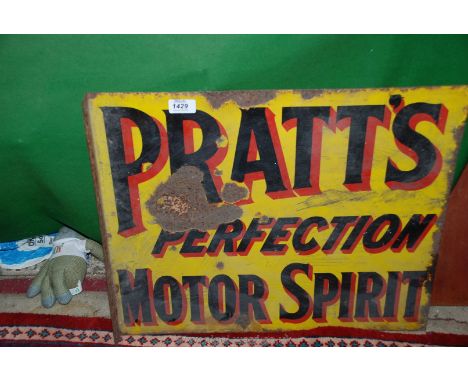 An Enamel double sided Sign for Pratts Perfection Motor Spirit, a/f