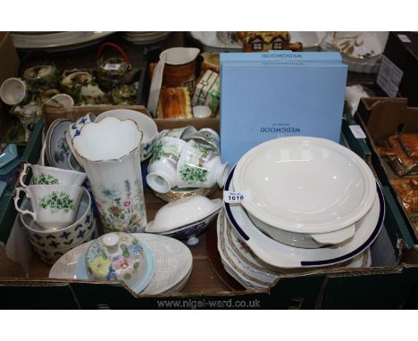 A quantity of china to include Aynsley 'Wild Tudor' Vase, Wedgwood plates, six Royal Albert ''Emerald Isle'' cups and saucers