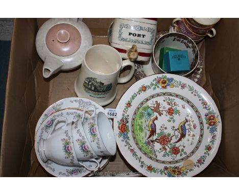 A quantity of china including Poole pottery Teapot, Spode centrepiece, Wade Port Barrel, part teaset, etc.