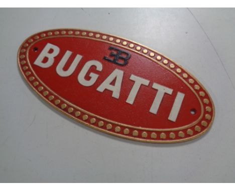 A cast iron plaque, Bugatti  