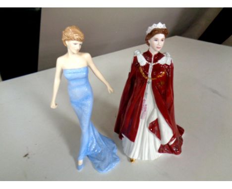 A Royal Worcester figure in Celebration of the Queen's 80th Birthday 2006, together with a further Royal Doulton figure, Dian
