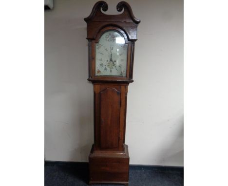 A George III oak longcase clock with painted dial (as found) 