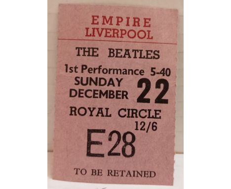 Beatles Ticket Stub for Liverpool Empire dated 22nd December 1963 