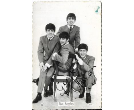 The Beatles two postcards with signatures of George Harrison & Ringo Starr both in an unknown hand.  This item is formerly th