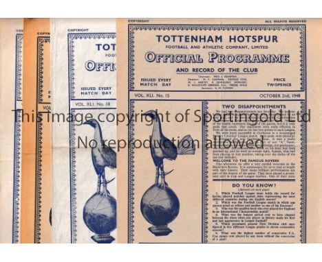 TOTTENHAM HOTSPUR        Six home programmes for season 1948/9 v Blackburn Rovers, QPR, Fulham, WBA, team changes and scores 