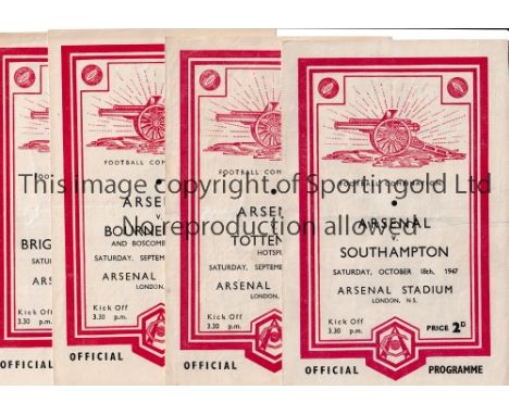 ARSENAL      Four programmes for home Football Combination matches in season 1947/8 v Southampton, Tottenham Hotspur, Bournem
