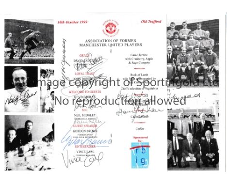 MANCHESTER UNITED / AUTOGRAPHS    Charity Sportsman Dinner Menu and Ticket with Guest of Honor Nobby Stiles 10/10/1999, appro