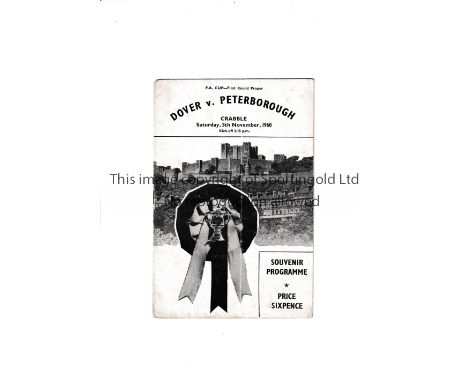 DOVER V PETERBOROUGH UNITED 1960 FA CUP / PETERBOROUGH FIRST LEAGUE SEASON         Programme for the FA Cup 1st round at Dove