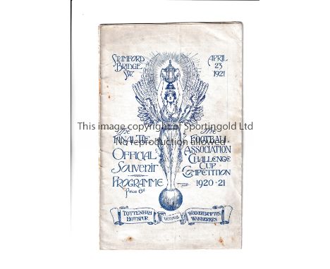 1921 FA CUP FINAL / TOTTENHAM HOTSPUR V WOLVES AT CHELSEA F.C.        Programme for the match at Stamford Bridge 23/4/1921, v