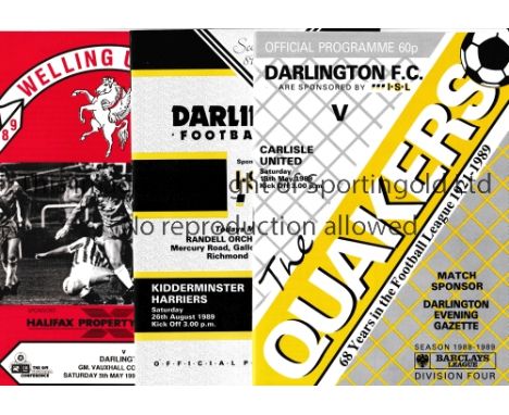 DARLINGTON / FIRST AND LAST         Three programmes, including the last away League match v Carlisle United 13/5/1989 before