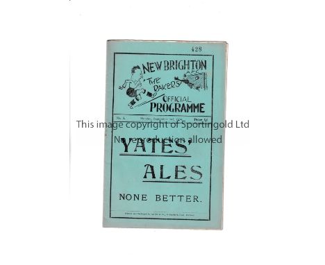 NEW BRIGHTON V HORWICH R.M.I. 1934     Programme for the Lancashire Senior Cup tie at New Brighton 3/9/1934.     Generally go