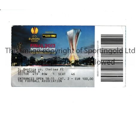 2013 EUROPA LEAGUE FINAL     Ticket for the match played between Chelsea and Benfica Lisboa in Amsterdam on 15/5/2013.    Gen
