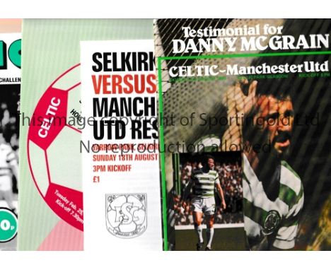 MANCHESTER UNITED        Ten away programmes for Testimonial matches against various Scottish Clubs, including Celtic, Hearts