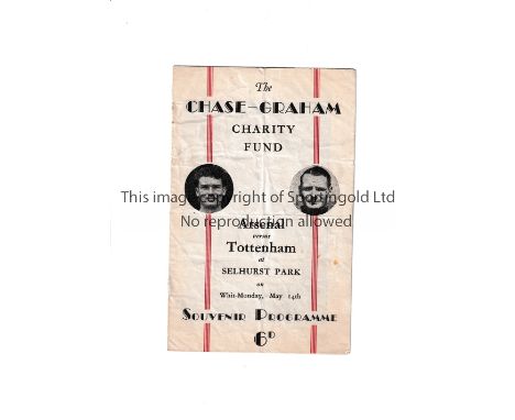 ARSENAL V TOTTENHAM HOTSPUR 1951     Programme for the Chase-Graham Charity Fund 14/5/1951, match played at Crystal Palace F.