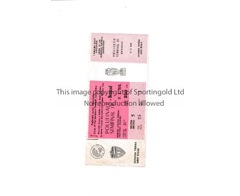 UEFA EURO 1976       Ticket for the Semi-Final, Yugoslavia v West Germany Beograd at the Red Star stadium 17/6/1976, vertical