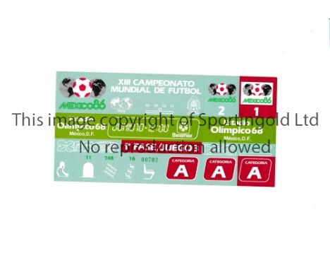 1986 WORLD CUP      Unused ticket for Argentina v Bulgaria 10/6/1986 at the Olympic 68 Stadium. Staple holes on the left.   G