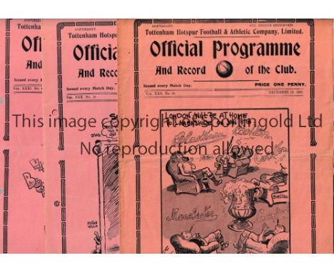 TOTTENHAM HOTSPUR        Three home programmes v Blackburn Rovers 1937/8, creased and frayed on the edge, Sheffield United 19