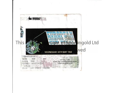 1992 EUROPEAN CUP FINAL     Ticket for the last 1992 European Cup final between FC Barcelona and Sampdoria played at Wembley 
