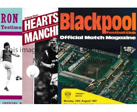 MANCHESTER UNITED       Ten away First Team Friendlies and Testimonials from the 1970's and 1980's including Blackpool 81/2, 