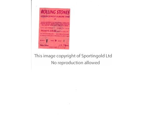 ROLLING STONES 1990        Ticket for the Rolling Stones Urban Jungle European tour at Manchester City 20/7/1990, vertical cr