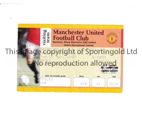 MANCHESTER UNITED          Ticket for the home Brian McClair's Testimonial v Celtic 15/4/1997, vertical crease.        Genera