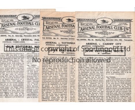 ARSENAL     Three home programmes for Football Combination matches in season 1946/7 v Cardiff City, Tottenham Hotspur, small 