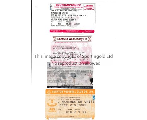 MANCHESTER UNITED    Four tickets for away games from Treble 1998/1999 season v Southampton (clear tape on edges). Everton, T