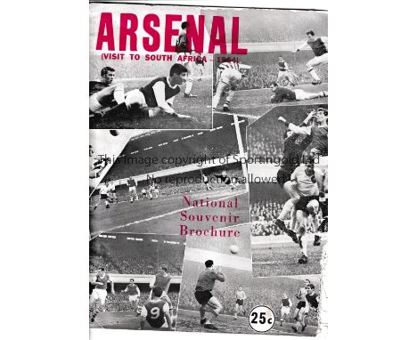 ARSENAL TOUR OF SOUTH AFRICA 1964      Programme with paper loss for the away Friendly v Western Province XI 20/5/1964. Small