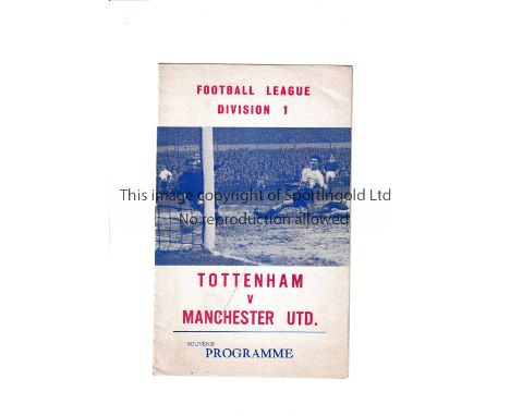 TOTTENHAM HOTSPUR V MANCHESTER UNITED 1965          Pirate programme by Tuckett's for the League match at Tottenham 6/2/1965,