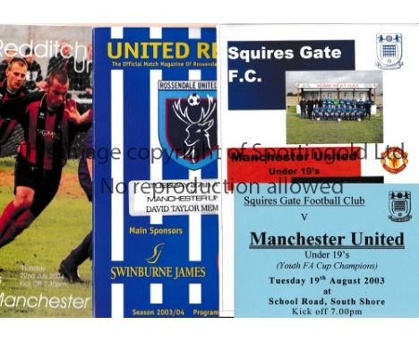 MANCHESTER UNITED     Over 40 programmes and team sheets for the away Pre-Season Friendlies and Testimonials for the First an