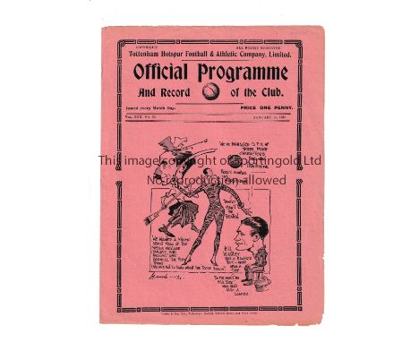 TOTTENHAM HOTSPUR      Programme for the home League match v Nottingham Forest 15/1/1938, minor repairs and very slight wear.