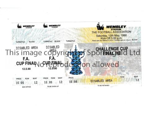 1990 FA CUP FINAL / MANCHESTER UNITED     Unused ticket for 1990 FA Cup final v Crystal Palace played at Wembley on 12/5/1990