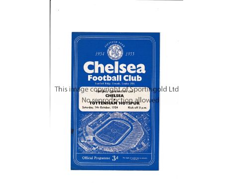 CHELSEA V TOTTENHAM HOTSPUR 1954     Programme for the Combination Cup tie at Chelsea  9/10/1954, team changes and scores ent