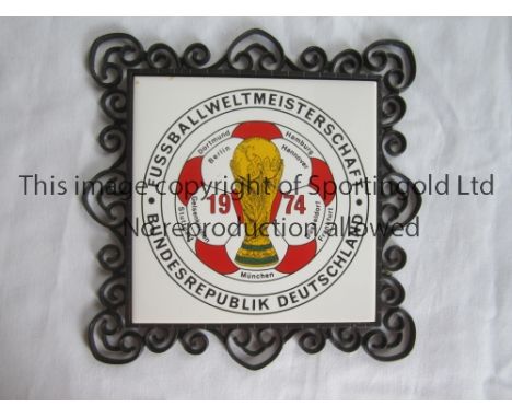 1974 WORLD CUP        A framed ceramic tile showing the venues for the Tournament.     Good