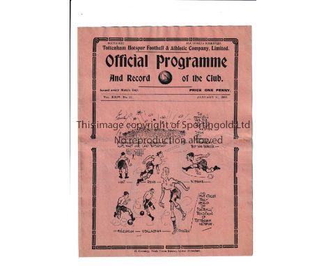 TOTTENHAM HOTSPUR       Home programme London Combination v Brighton. 16/1/1932    Generally good
