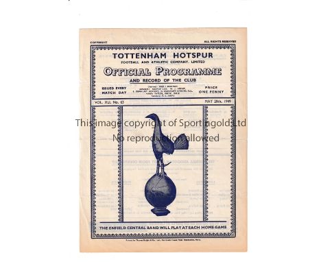 NEUTRAL AT TOTTENHAM HOTSPUR F.C.     Single sheet programme for the FA Youth Championship Final at White Hart Lane, Middlese